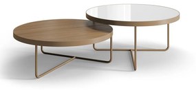 Mesa de Centro Eloá Duo Redonda Tampo com Aro Metálico Base Aço Carbono com Pintura Epóxi