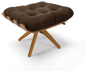 Puff Giratório Costela Suede Marrom Base de Madeira MA30 M11 - D'Rossi