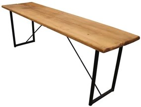 Banco Helga Assento Mel Claro com Base em Ferro Preto 160 cm - 69327 Sun House