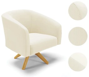 Poltrona Decorativa Giratória MA30 Stella Cotelê Ext/Veludo D03 - D'Rossi - Off White