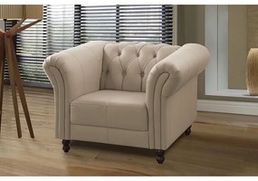 Kit 02 Poltronas Decorativa Maggiore Couro Bege 66 G58 - Gran Belo