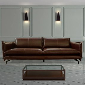 Sofá Decorativo 3 Lugares Sala de Estar 240cm Beaune Couro Café G34 - Gran Belo