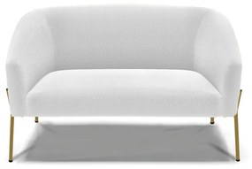 Sofá 2 Lugares Namoradeira Pé de Ferro Dourado Stella Bouclê D03 - D'Rossi - Off White