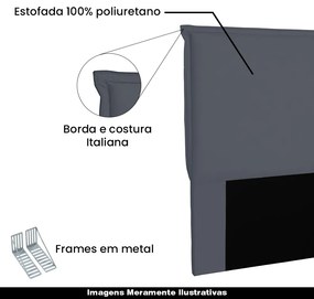 Cabeceira Decorativa Casal 1,40M Trento Suede Cinza G63 - Gran Belo