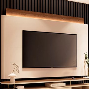 Painel Decorativo Majestade c/LED para TV até 85 Polegadas Off White/Castanho G26 - Gran Belo