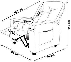 Poltrona do Papai Reclinável Sala de Cinema Pequim Manual PU Marrom G23 - Gran Belo