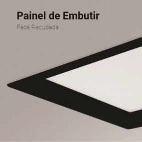 Embutido Quadrado Recuado 22,5X22,5Cm Led 22W 3000K Bivolt - Preto / D...