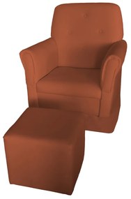 Poltrona Suzi Amamentação Balanço + Puff Suzi Suede Telha