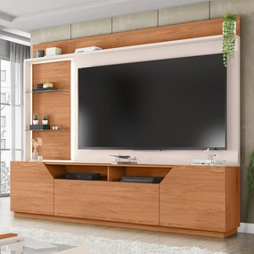 Estante TV 65 Pol 240cm Sala de Estar Samanta Freijó/Off White C01 - D'Rossi
