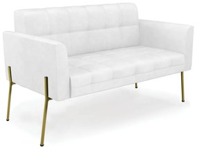 Sofá Namoradeira 2 Lugares Pé de Ferro Dourado Elisa Corano D03 - D'Rossi - Branco