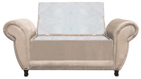 Recamier com Baú Itália Namoradeira Calçadeira Suede - D'Rossi - Bege
