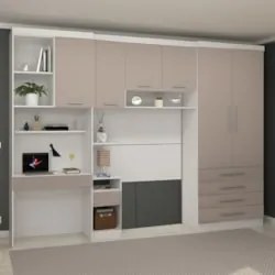 Guarda Roupa Solteiro Modulado CP02 Taiga Branco/Cinnamon L01 - Mpozen