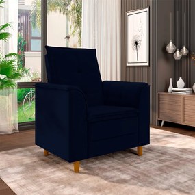 Poltrona da Mamãe Sala de estar Gracy com Pés Palito Veludo Azul Marinho G85 - Gran Belo