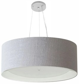 Lustre Pendente Cilíndrico Vivare Md-4013 Cúpula em Tecido 60x25cm - Bivolt