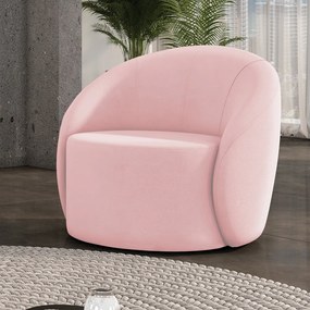 Poltrona Decorativa Orgânica Giratória Lua Suede D03 - D'Rossi - Rosa Bebê