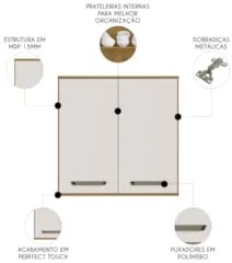 Armário de Cozinha Aéreo 80cm Rita Freijó/Off Acetinado Z44 - Mpozenat