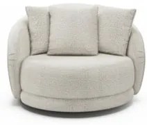 Poltrona Decorativa Giratória para Sala 122cm Kaly Z32 Boucle Branco -