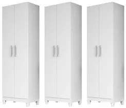 Kit 3 Armários Organizadores Multiuso Íris 2 Portas Branco - Moval