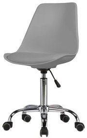 Cadeira Chicago Couro Cinza Base Cromada Rodizio 102cm - 62573 Sun House