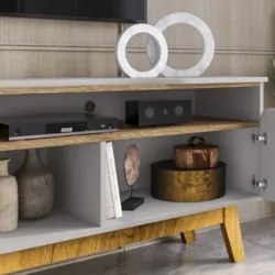 Rack Bancada Para TV 75 Pol 180cm Rita Off/Cinamomo B02     - Mpozenat