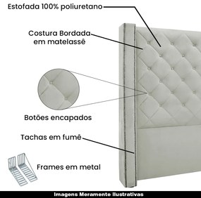 Cabeceira Decorativa Casal 1,64M Loewe Veludo Prata G63 - Gran Belo
