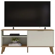 Rack Bancada Para TV 50 Pol 120cm Roby Off/Nature Z49      - Mpozenato