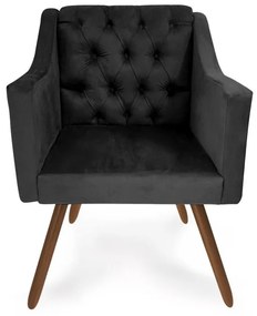 Kit 2 Poltronas Decorativas Capitonê Amanda Retrô Suede Preto - Loja Sheep - Preto