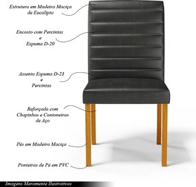 Cadeira Sala de Jantar Veiga Estofada Madeira Maciça PU Preto G78 - Gran Belo