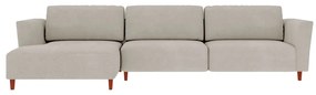 Sofá 310cm com Chaise Esquerda Franz Suede Bege G52 - Gran Belo