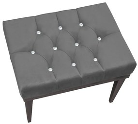 Puff Decorativo Londres Retangular Suede Grafite Com Strass - DRossi - D'Rossi