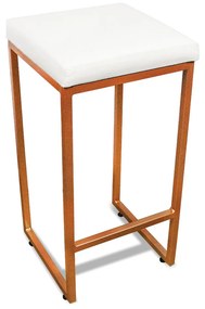 Banqueta Alta para Cozinha Industrial Nick Bronze e Sintético D03 - D'Rossi - Branco