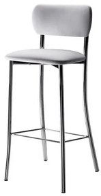 Banqueta Classic Cromada e Estofada em Corino Branco 12527 Sun House