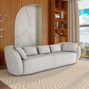 Sofá Bipartido Sala de Estar Diamond 252cm com Almofadas Soltas Linho Cinza Claro G52 - Gran Belo