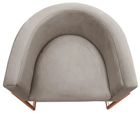 Poltrona Decorativa Base Metal Bronze Luna Veludo Castor - Sheep Estofados - Veludo Castor