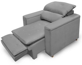 Poltrona Reclinável Retrátil Onix Suede Cinza - Sheep Estofados - Cinza claro