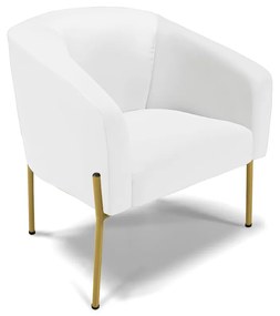 Sofá Namoradeira e Poltrona Pé de Ferro Dourado Stella Sintético D03 - D'Rossi - Branco