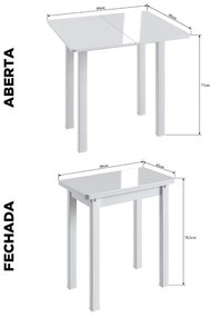 Mesa De Jantar Dobrável Multiuso Cozinha Em Mdf - Branco