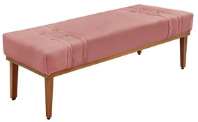 Divã Recamier Retrô Base Madeira para Quarto Gênova 140cm Veludo S04 - D'Rossi - Rosa