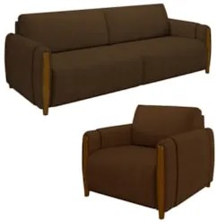 Conjunto Sofá 3 Lugares 223cm e Poltrona 98cm Amaranto Z32 Veludo Marr