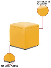 Puff Decorativo Quadrado para Sala Lígia Sintético E03 - D'Rossi - Amarelo
