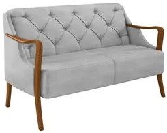 Poltrona Namoradeira 2 Lugares 135cm Capitonê Lapa M22 Veludo Cinza -