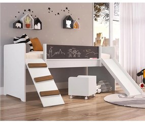 Cama Criança Infantil Solteiro Com Escorregador Rampa BY710