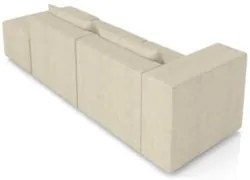 Sofá 5 Lugares 343cm Com Puff Direito Fay Linho Bege Z55 - Mpozenato