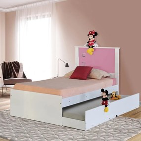 Cama Bibox Solteiro Reino Branco/Rosa G68 - Gran Belo
