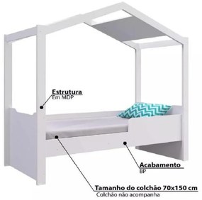Mini Cama Montessoriana Com cama Auxiliar Branca BY740