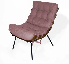 Poltrona Costela Rib Suede Rosê