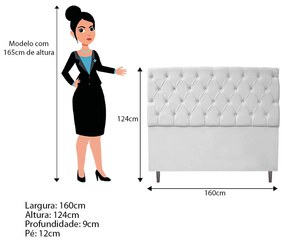 Kit Cabeceira e Calçadeira Liverpool 160 cm Queen Size Suede Branco - ADJ Decor