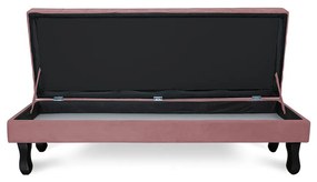 Puff Baú Decorativo Capitonê Luis XV 100x40cm Suede Rosa - Sheep Estofados - Rosa