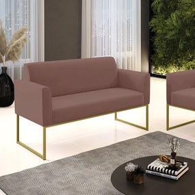Sofá Namoradeira Base Industrial Dourado Marisa Veludo D03 - D'Rossi - Rose