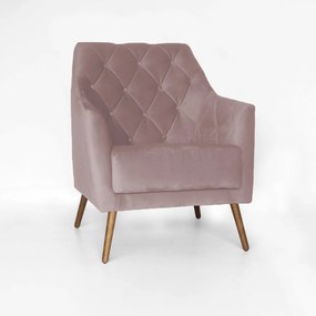 Poltrona Atena Decorativa Botonê Pés Palito Veludo Crepe